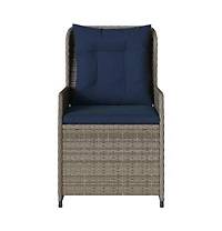 Reclining Patio Chair Gray Pe rattan Standard Adjustable Feet