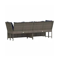 Patio Sofa with Cushions Gray Poly Rattan