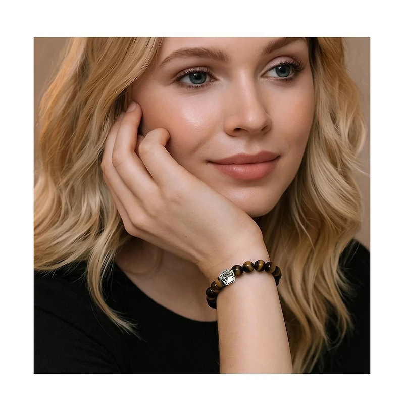 PawZee Tiger's Eye Paw Print Charm Bracelet