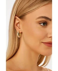 Hollywood Sensation Gold Huggie Hoop Earrings Embellished with Sparkling Cubic Zirconia