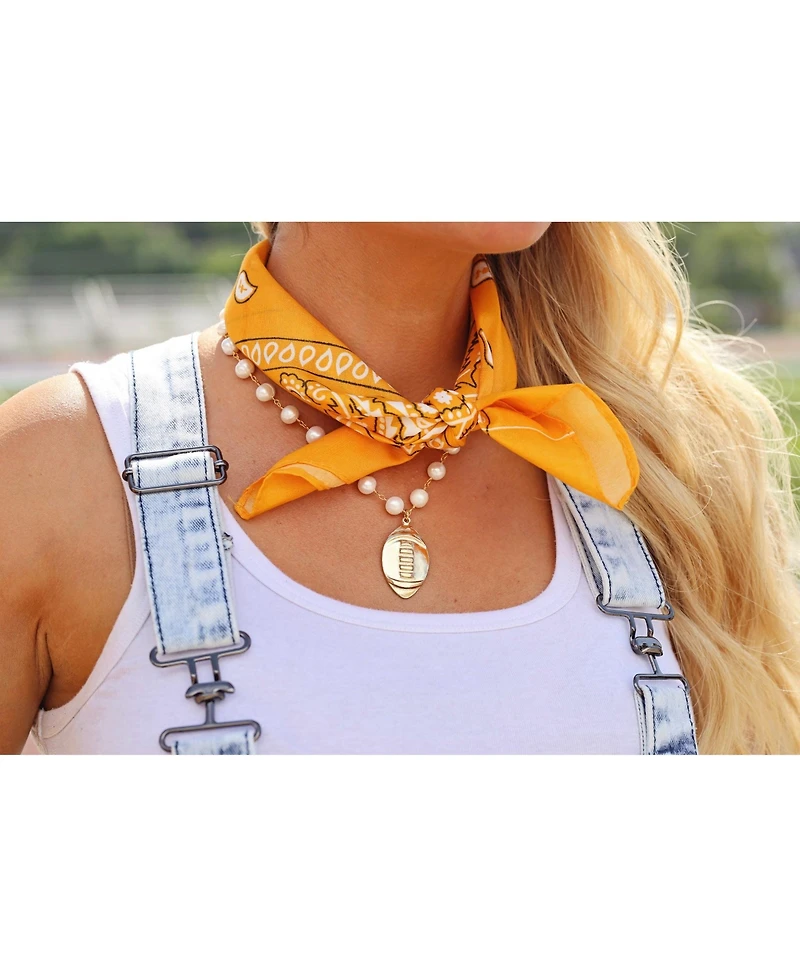 Freshwater Pearl Necklace With Gold Plated Football Charm