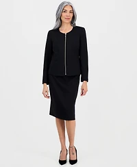 Le Suit Women's Collarless Zip-Front Skirt
