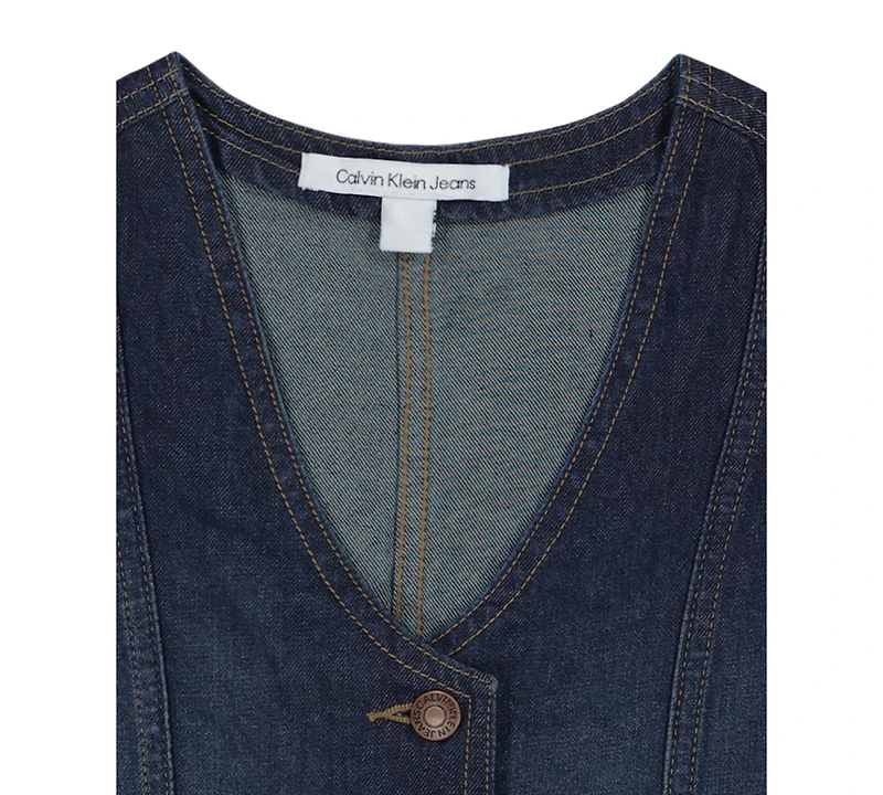 Calvin Klein Girls 7-16 Button-Front V-Neck Denim Vest