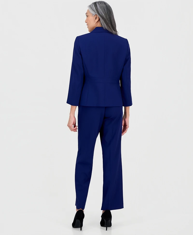 Le Suit Women's Notch-Lapel Mid-Rise 2 Piece Pantsuit, Regular & Petites