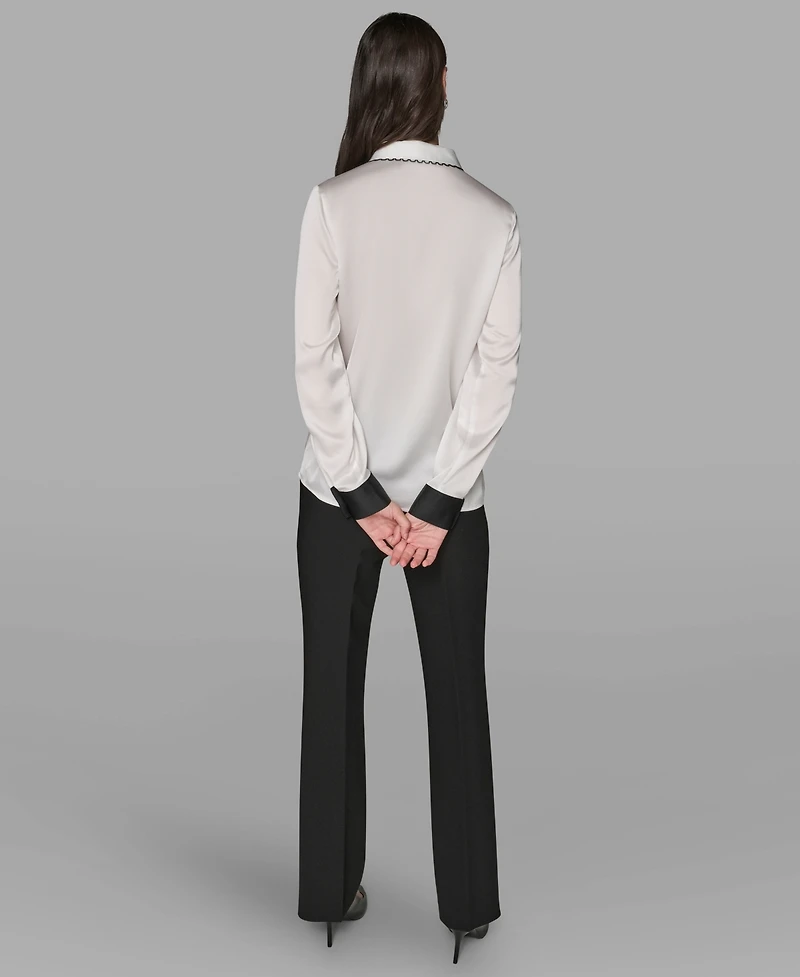 Karl Lagerfeld Paris Women's Color Block Long Sleeve Top