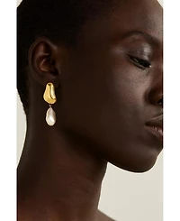 Rivka Friedman 18K Gold-Plated Sculpted Pearl Drop Earrings