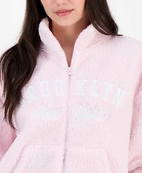 Madden Girl Juniors' Sherpa Fleece Zip-Up Jacket