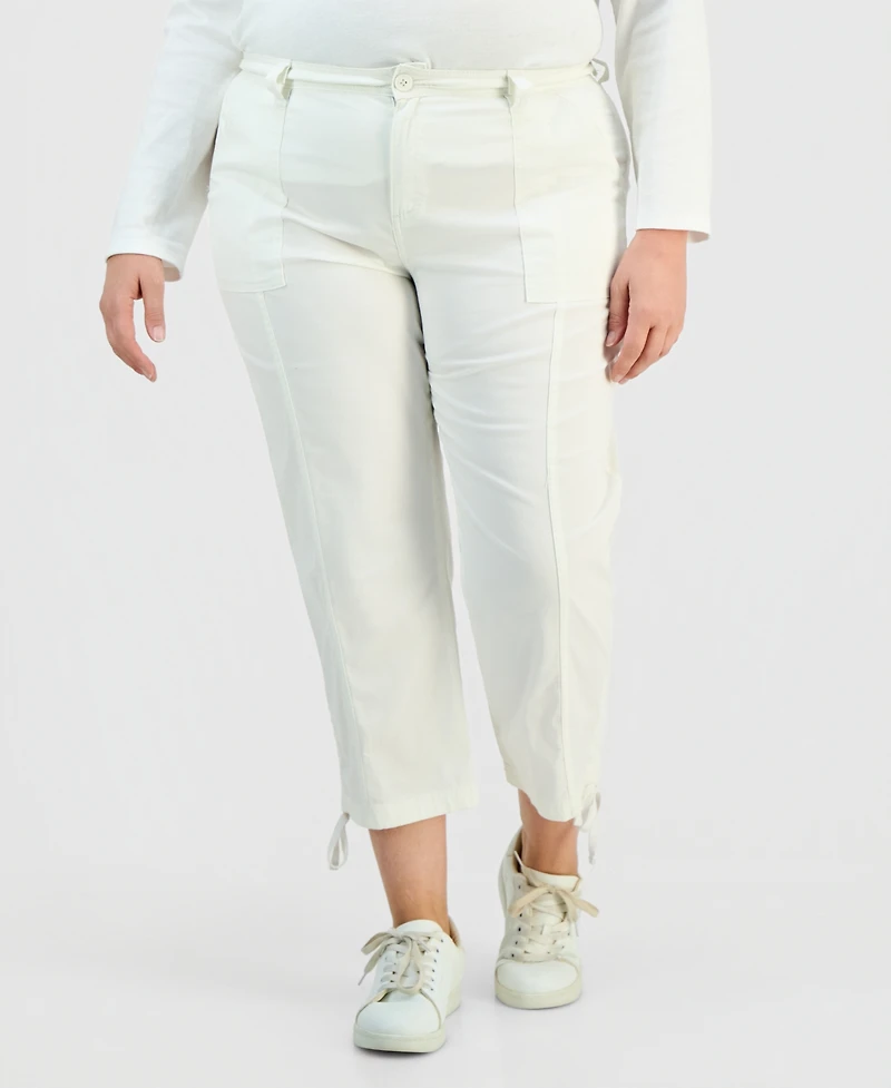 Style & Co Plus Tie-Hem Cropped Utility Pants, Exclusively at Macy's