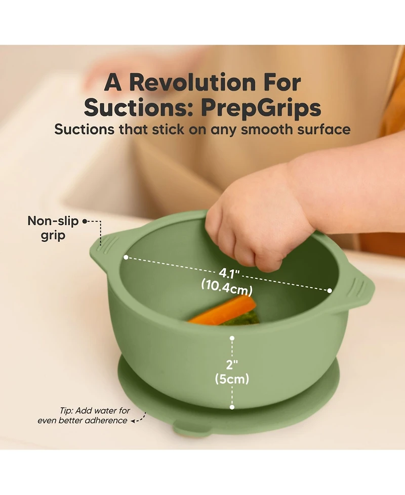 KeaBabies 2-Pack Prep Baby Bowls with Suctions & Lids, Silicone for Boy, Girl, Toddler Suction Bowl, Kids Bowl Bpa-Free
