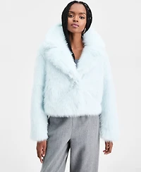 Bar Iii Women's Notched Collar Faux Fur Coat, Macy's Exclusive