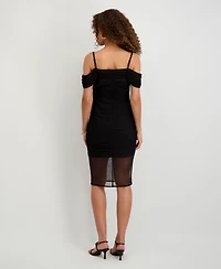Siena Women's Square Neck Scuba Mesh Dress