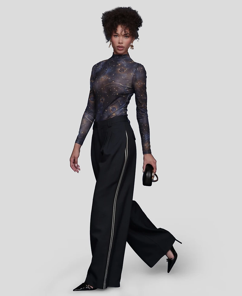 Avec Les Filles Women's Wide Leg Straight Trousers