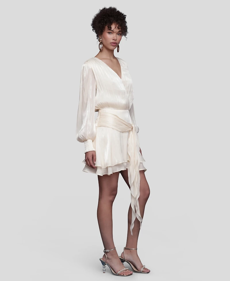 Avec Les Filles Women's Billowy Bodice Long Sleeves Mini Dress