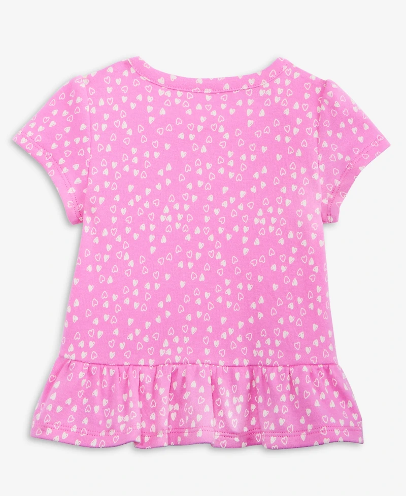 First Impressions Baby Girls Mini Hearts Short-Sleeve Cotton Top, Macy's Exclusive