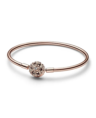Pandora Rose Gold Plated Snowflake Clasp Bangle Bracelet