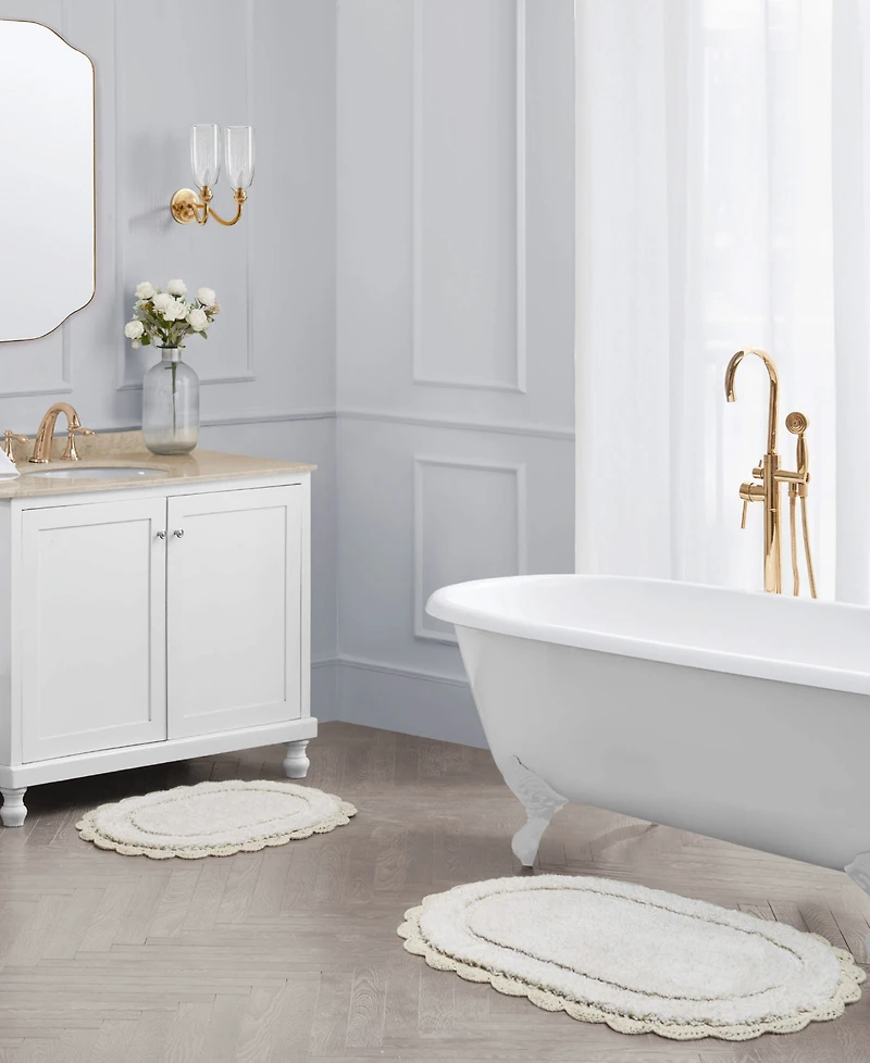 Laura Ashley Crochet Cotton Bath Rug Set