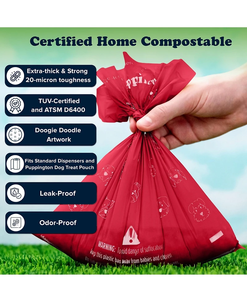 Compo Dog Poop Bags, 90 Bags, Ruby Red