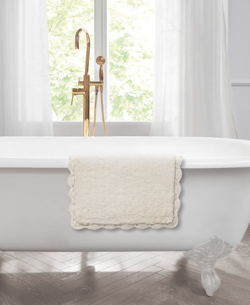 Laura Ashley Heathered Crochet Border Cotton Bath Rug