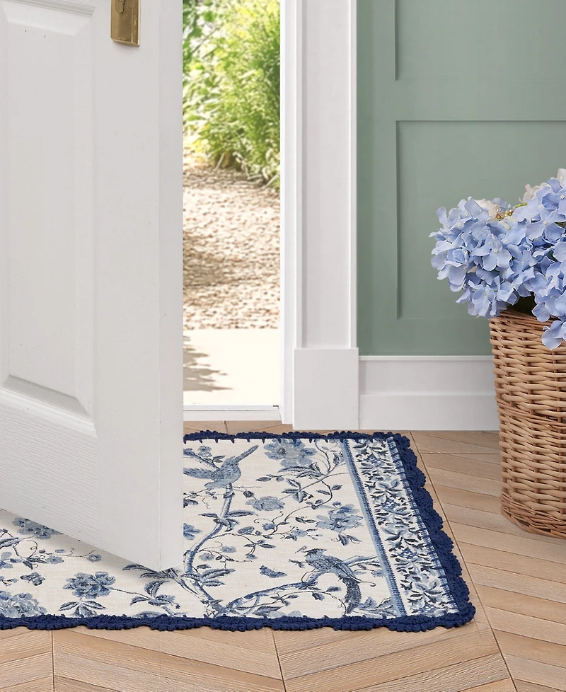 Laura Ashley Crochet Border Cotton Runner Rug, 26" x 45"