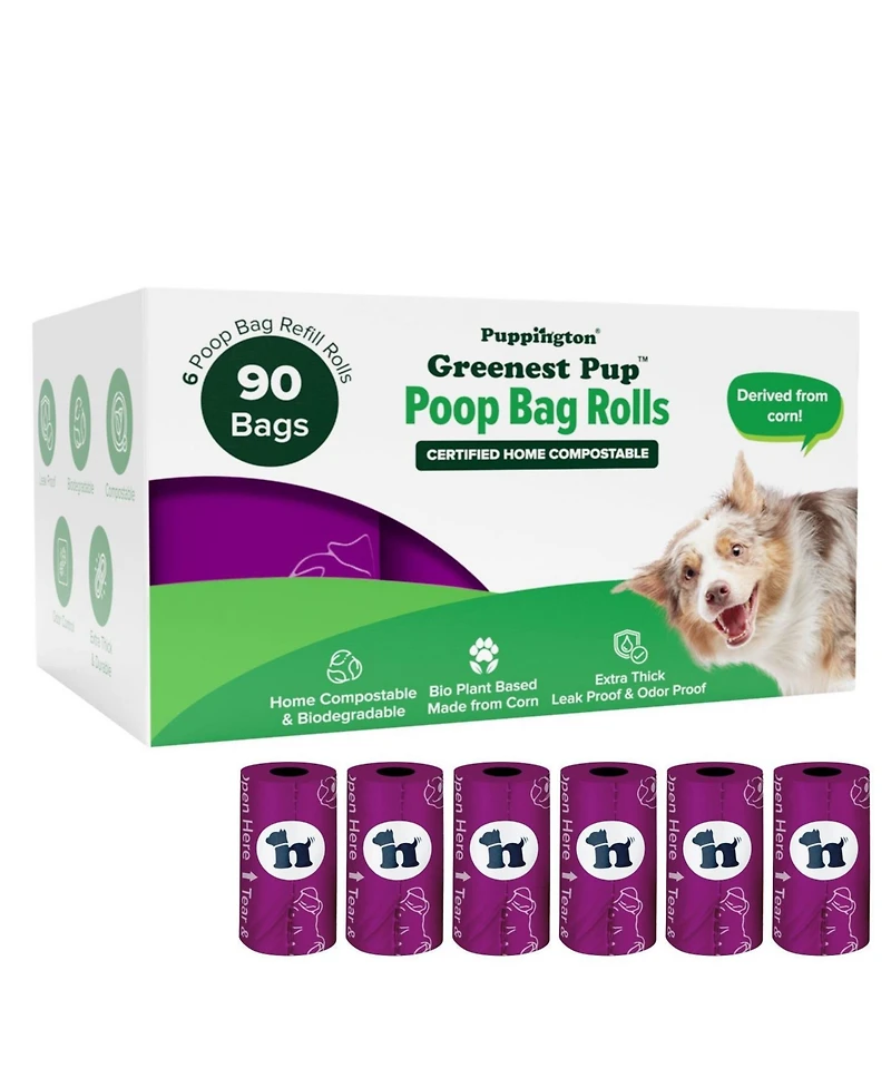 Compo Dog Poop Bags, 90 Bags, Plum Wine