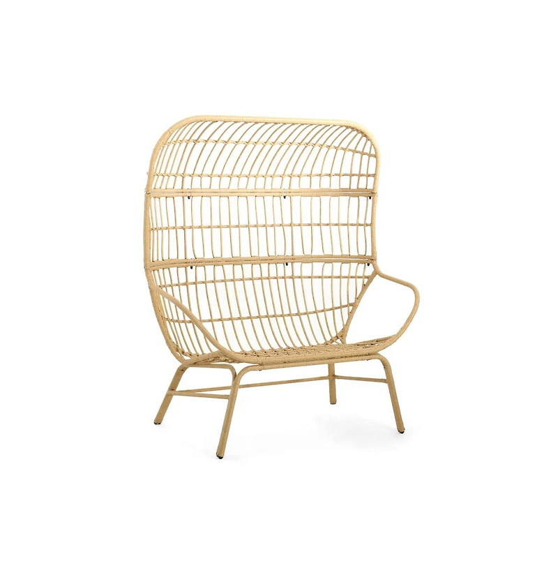 Chic Crate - Modern Light Brown Palos Outdoor Wicker Loveseat featuring Ergonomic Design for Ultimate Comfort