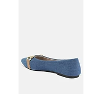 Cressida Denim Horsebit Detail Ballet Flats Women