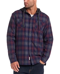Weatherproof Vintage Men's Sherpa Lined Flannel Hooded Shirt Jacket