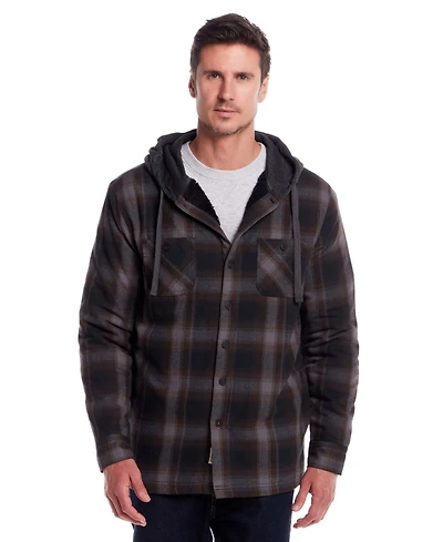 Weatherproof Vintage Men's Sherpa Lined Flannel Hooded Shirt Jacket