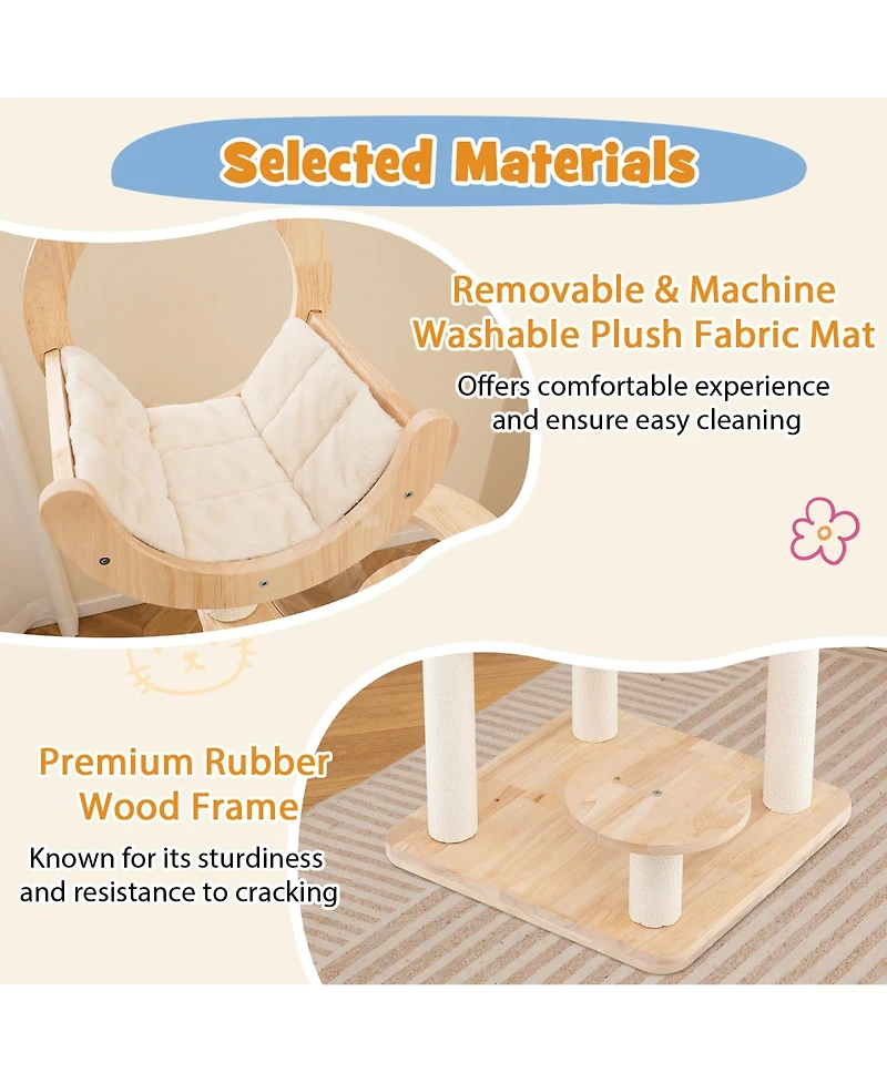 Gymax 4-in-1 Building Block Cat Tree w/ Space Capsule Nest Padded Platform Hanging Toy