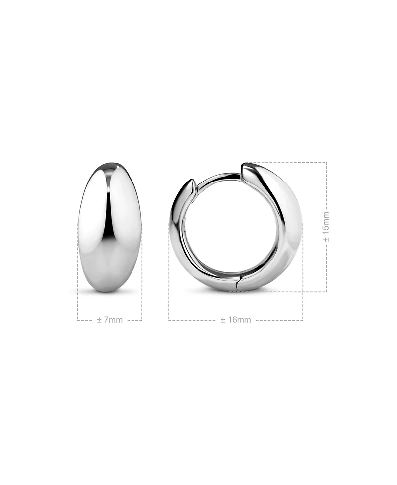 Devata Dome Hoop Earrings in Rhodium Plated Sterling Silver