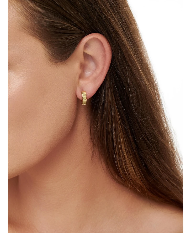 Devata Ribbed Hoop Earrings in Gold Plated Sterling Silver
