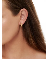 Devata Ribbed Hoop Earrings in Gold Plated Sterling Silver