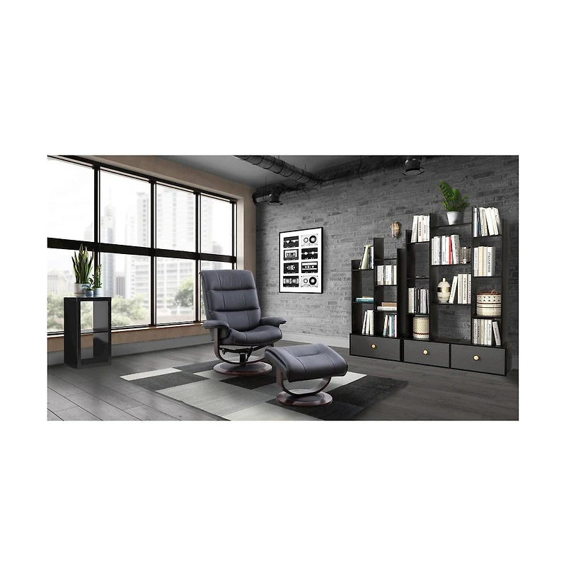 Parker Living Knight - Black Manual Reclining Swivel Chair and Ottoman