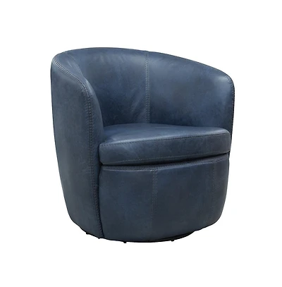 Parker Living Vintage Navy 100% Italian Leather Swivel Club Chair Two Pack