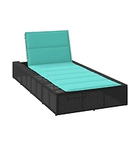 Patio Sunbed Black Pe Rattan Large Height-Adjustable