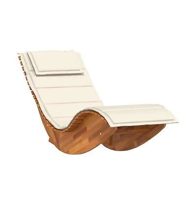 Sun Lounger Cream, Acacia Wood Grain