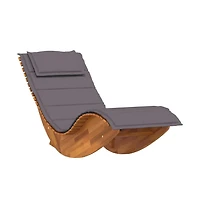 Sun Lounger Natural Wood, Dark Grey Cushion