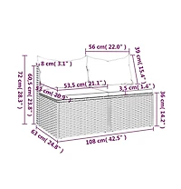 Garden Middle Sofa Grey Pe rattan, powder-coated steel Medium