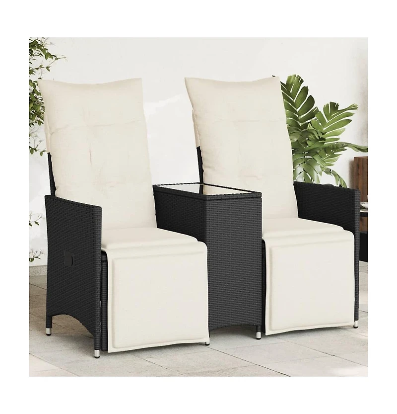Reclining Garden Sofa Black, Cream White