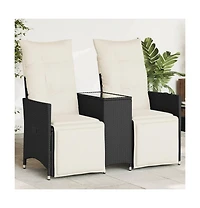 Reclining Garden Sofa Black, Cream White