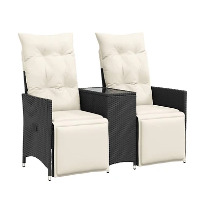 Reclining Garden Sofa Black, Cream White