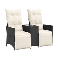 Reclining Garden Sofa Black, Cream White