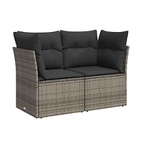 Garden Sofa Grey Pe rattan, powder-coated steel 2-seater