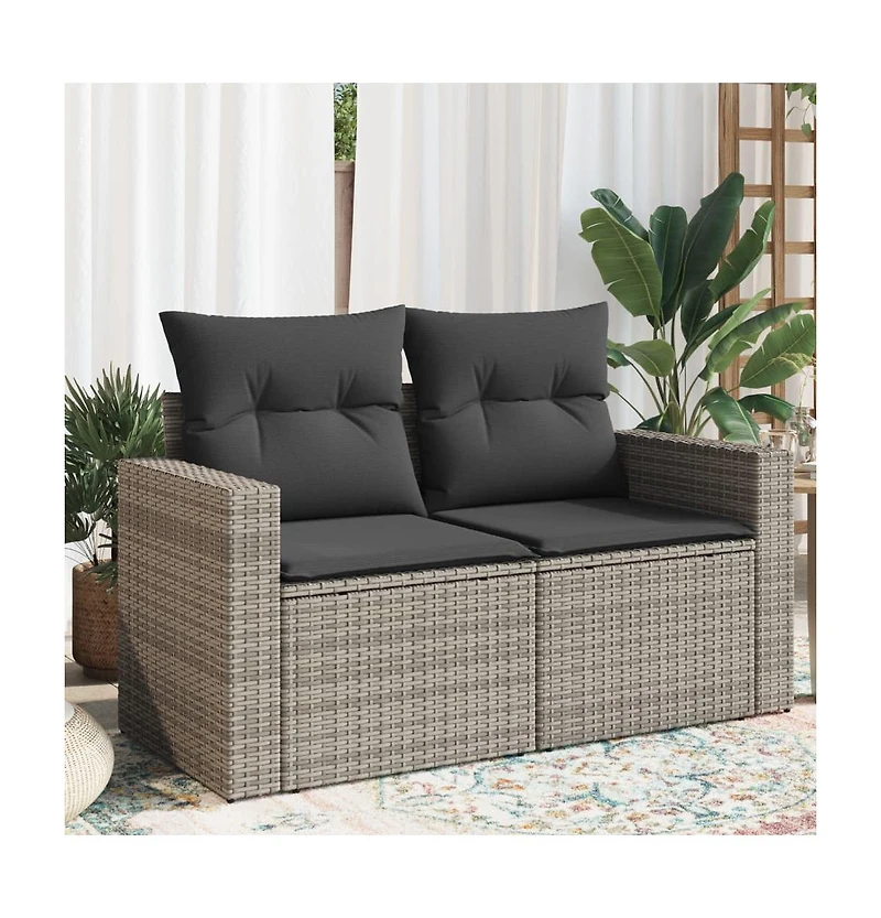 Garden Sofa Grey Pe rattan Medium Adjustable Feet Garden Sofa