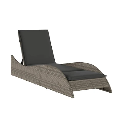 Sun Lounger Grey Pe rattan 23.6 x 80.7 x 28.7 in