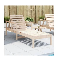 Sun Lounger Natural Pine Solid Pine Wood Standard