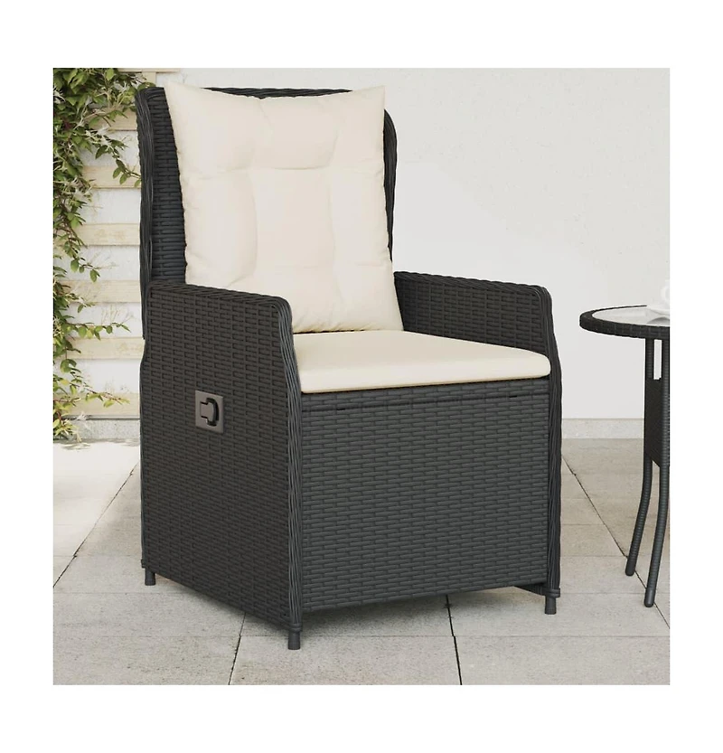 Reclining Garden Chair Black Pe rattan Standard outdoor chair size