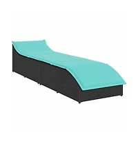 Folding Sun Lounger Black Pe rattan, powder-coated steel Standard