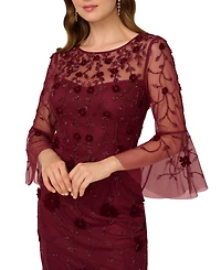 Adrianna Papell Women's Beaded Velvet Boat Neck Sheath Dress