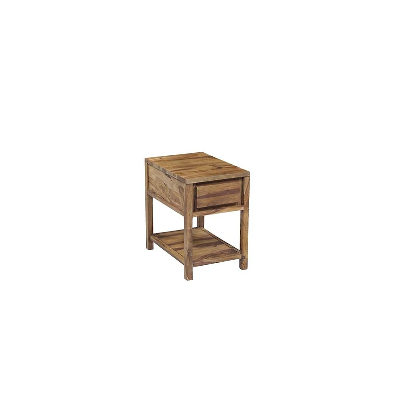 Porter Designs Urban Solid Sheesham Wood End Table, Natural
